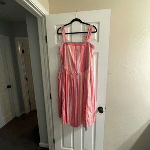 Free People Primavera Stripe Cotton Midi Dress | Strawberry Combo | Size M | NWT